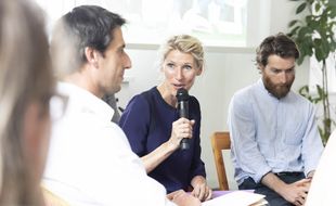 Marie Barsacq (au centre), directrice «impact et héritage» du comité d'organisation des Jeux olympiques 2024.