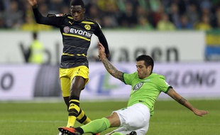 Ousmane Dembélé a inscrit son premier but avec Dortmund contre Wolfsburg (victoire 5-1), le 20 septembre 2016.