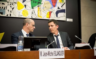 Le député du Bas-Rhin Bruno Studer (à droite) aux côtés du ministre de l'Education Jean-Michel Blanquer.