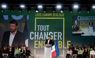 Yannick Jadot lors d'un meeting d'Europe écologie Les Verts en avril 2019.