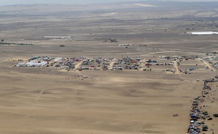 Vue aérienne de la première étape du Dakar, le 7 janvier 2019.