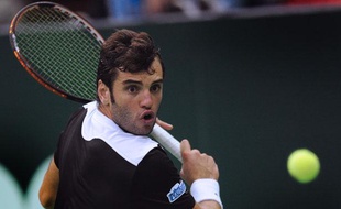 Le tennisman tunisien Malek Jaziri, empêché de jouer pour raisons politiques contre l'Israélien Amir Weintraub, le 20 octobre 2012, à Moscou.