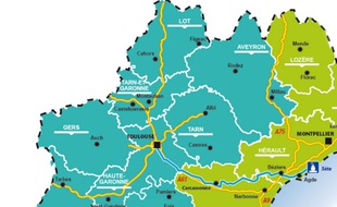 La future région Languedoc-Roussillon-Midi-Pyrénées.