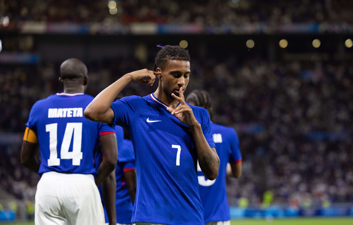 Michael Olise, ici lors de France - Egypte en demi-finale des Jeux olympiques, le 5 août à Lyon.