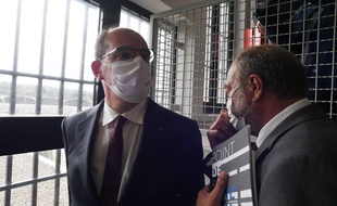 Le Premier ministre Jean Castex et le ministre de la Justice Eric Dupond-Moretti ont visitée la prison de Fleury-Mérogis, le 23 août 2021.