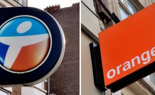 Les enseignes des opérateurs téléphoniques Orange et Bouygues Telecom
