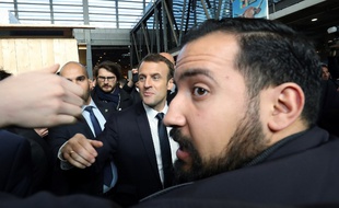 Emmanuel Macron au salon de l'Agriculture le 24 février 2018, avec Alexandre Benalla.