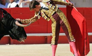 Le matador espagnol El Juli face au taureau lors d'une corrida à Nîmes, France, le 24 mai 2010.