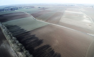Le champ de bataille de 1917, entre Riencourt et Bullecourt, vue du ciel.