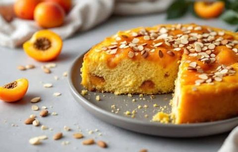Impossible de résister à ce gâteau moelleux à la polenta, abricots fondants et amandes croustillantes