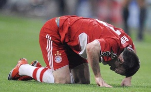Le footballeur français, Franck Ribéry lors du match Bayern Munich - Barcelone, en Ligue des champions le 14 avril 2009.