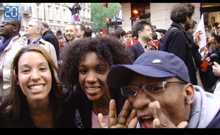 Réactions à l'élection de François Hollande rue de Solférino le, 6 mai 2012