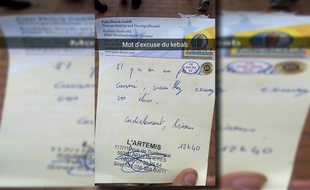 Le mot d'excuse rédigé par le patron du kebab.