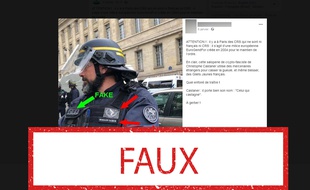 Cet homme n'appartient pas à « une milice européenne » appelée « EuroGendFor ». C'est un CRS photographié en mai.