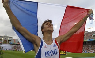 Le sprinteur français Christophe Lemaitre, lors de sa victoire aux championnats d'Europe de Barcelone sur 200m, le 30 juillet 2010.