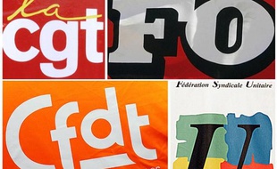 Les logos de quatre des principaux syndicats dans la fonction publique