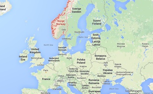 Google map de la Norvège.