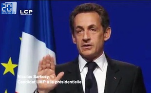 Capture d'écran du discours de Nicolas Sarkozy.