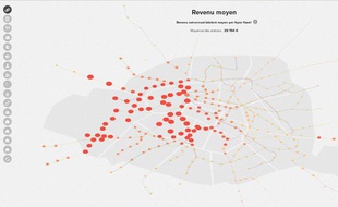 La carte Dataparis donne des informations sur les Parisiens en fonction des stations de métro.