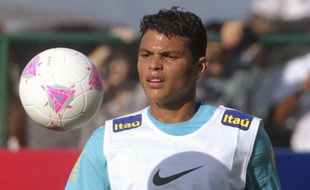 Le défenseur brésilien Thiago Silva, lors d'un entraînement à Rio avec sa sélection, le 11 juillet 2012.