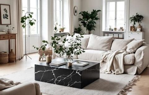 Votre salon mérite une touche chic ? La table basse en marbre noir est à 419,30 € chez Maisons du Monde (au lieu de 599 €)