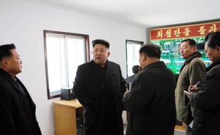 Photo non datée fournie par l'agence officielle d'informations de Corée du Nord, montrant le dirigeant du pays, Kim Jong-Un, à Pyongyang, dans une ferme