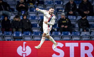 Rayan Cherki a inscrit un doublé lors de la victoire de l'OL sur la pelouse de Brondby en Ligue Europa, le 25 novembre 2021.