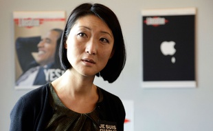 Fleur Pellerin, la ministre de la Culture; dans les locaux de Libération qui accueille les survivants de Charlie Hebdo le 9 janvier 2015