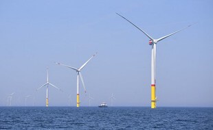 Des éoliennes du parce en mer d'Arkona, dans la mer baltique, en Allemagne.