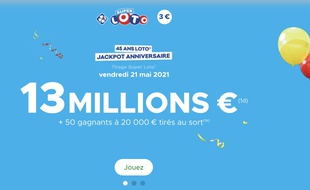 Ce vendredi 21 mai, 13 millions € sont à gagner pour les 45 ans du Loto.