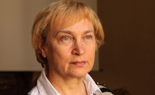 Natalia Manzurova, liquidatrice de Tchernobyl, le 13 avril 2016 à Paris.