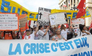 Manifestation à Marseille dans le cadre de la journée pour le travail décent, le 7 octobre 2009.