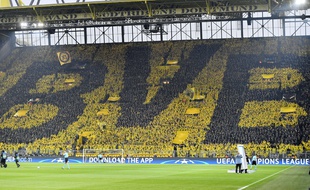 Le tifo des supporters de Dortmund lors du match contre Monaco, le 12 avril 2017.