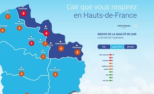 Les prévisions de pollution atmosphérique de ce lundi.