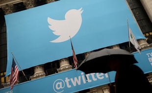 Le logo Twitter sur la bourse de New-York.