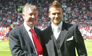 David Beckham et Alex Ferguson, le 17 juin 2003 à Manchester.