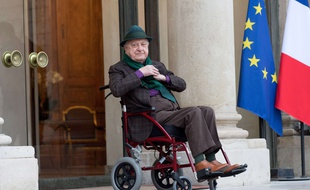 Pierre Bergé à l'Elysée le 23 mars 2017
