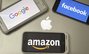 Illustration des Gafa (Google, Amazon, Facebook, Apple).