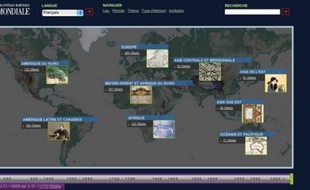 Capture d'écran de la page d'accueil de la Bibliothèque numérique mondiale