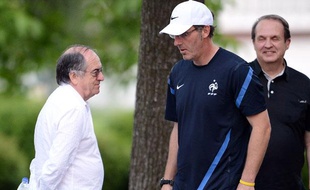 Noël Le Graët et Laurent Blanc, le 14 juin 2012, en Ukraine.