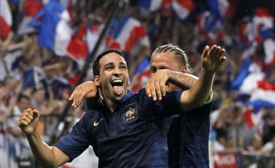 Adil Rami après son but contre l'Islande, le 27 mai 2012 à Valenciennes.