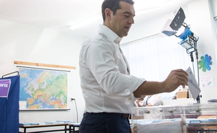 Le Premier ministre grec, Alexis Tsipras vote pour les européennes, le 26 mai 2019