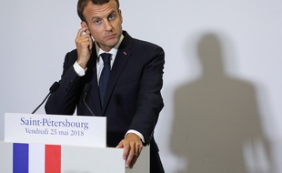 Emmanuel Macron à Saint-Pétersbourg, le 25 lai 2018.