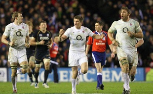 L'équipe d'Angleterre, avec le jeune Owen Farrell, face à l'Ecosse le 20 janvier 2012