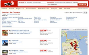 La page d'accueil du site Yelp, qui permet de donner son avis sur les restaurants et bars d'une ville.