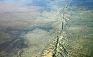 Vue aérienne de la faille de San Andreas, en Californie.