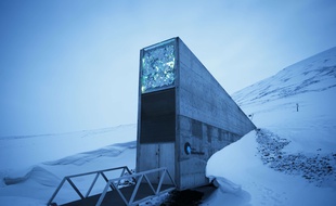 La réserve mondiale de semences (Global Seed Vault) photographiée le 2 mars 2016 sur l'archipel de du Svalbard (Norvège) dans l'Arctique.