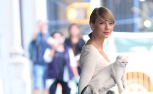 La chanteuse Taylor Swift et son chat Olivia Benson dans les rues de New York
