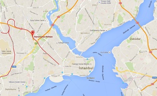 Carte d'Istanbul, avec la position de la station de métro Bayrampasa-Metelpe.