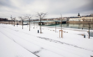 Lyon sous la neige le 1er mars 2018